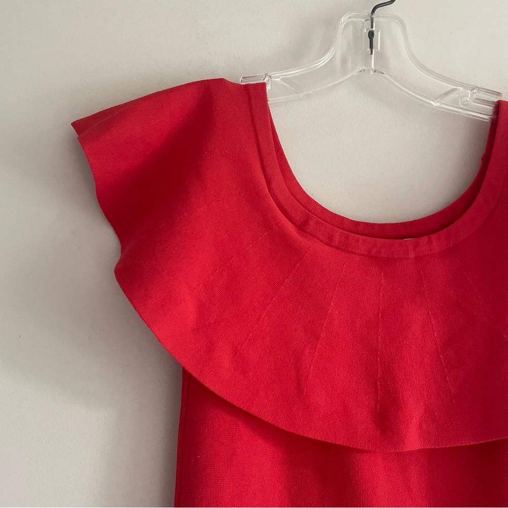 Women’s Red Ruffle Neck Top - Picture 7 of 8